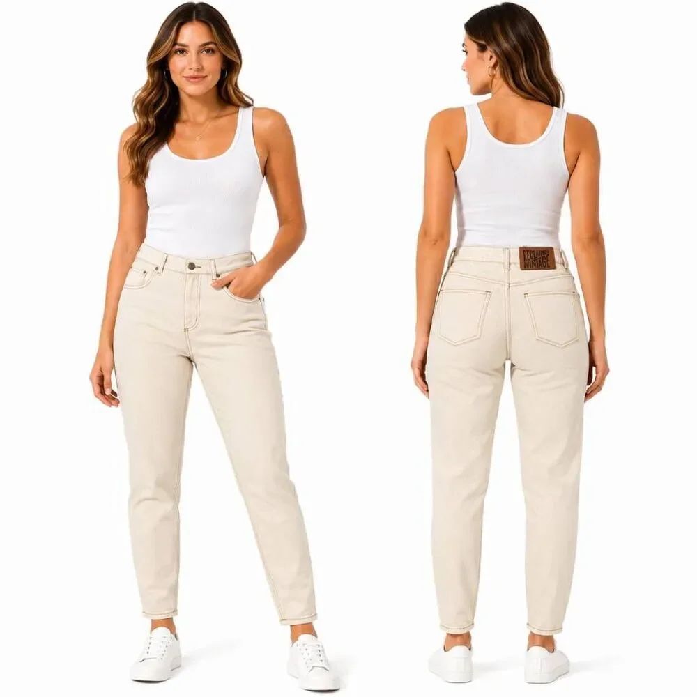 Reclaimed Vintage Cream Mom Jeans Women's US 2 EU 34